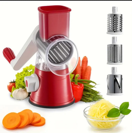 3-in-1 Manual Vegetable & Cheese Grater – Multi-Functional Hand-Crank Food Slicer and Shredder
