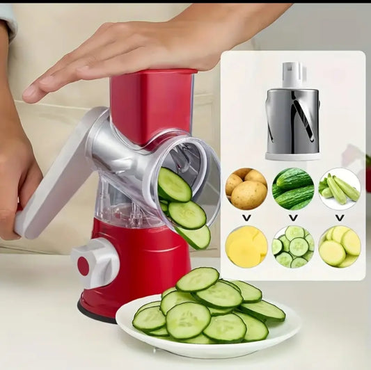 3-in-1 Manual Vegetable & Cheese Grater – Multi-Functional Hand-Crank Food Slicer and Shredder